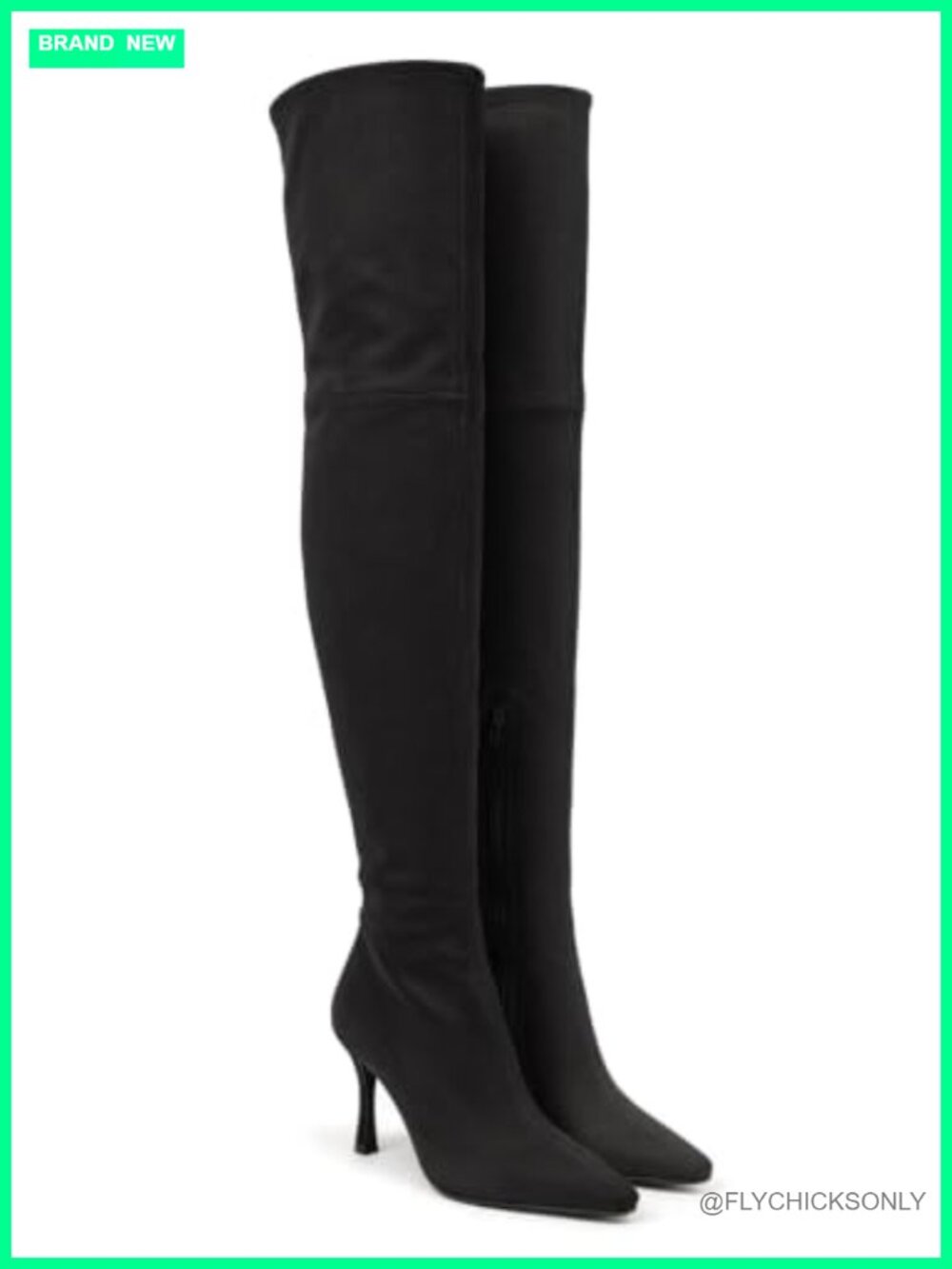 Faux Suede Over the Knee High Boots Kitten Heel Zip Thigh High